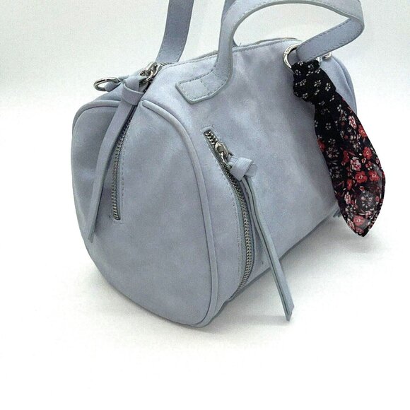 Express Speedy Purse Handbag Vegan Suede Faux Large Multi Top Handle Scarf - Picture 3 of 13